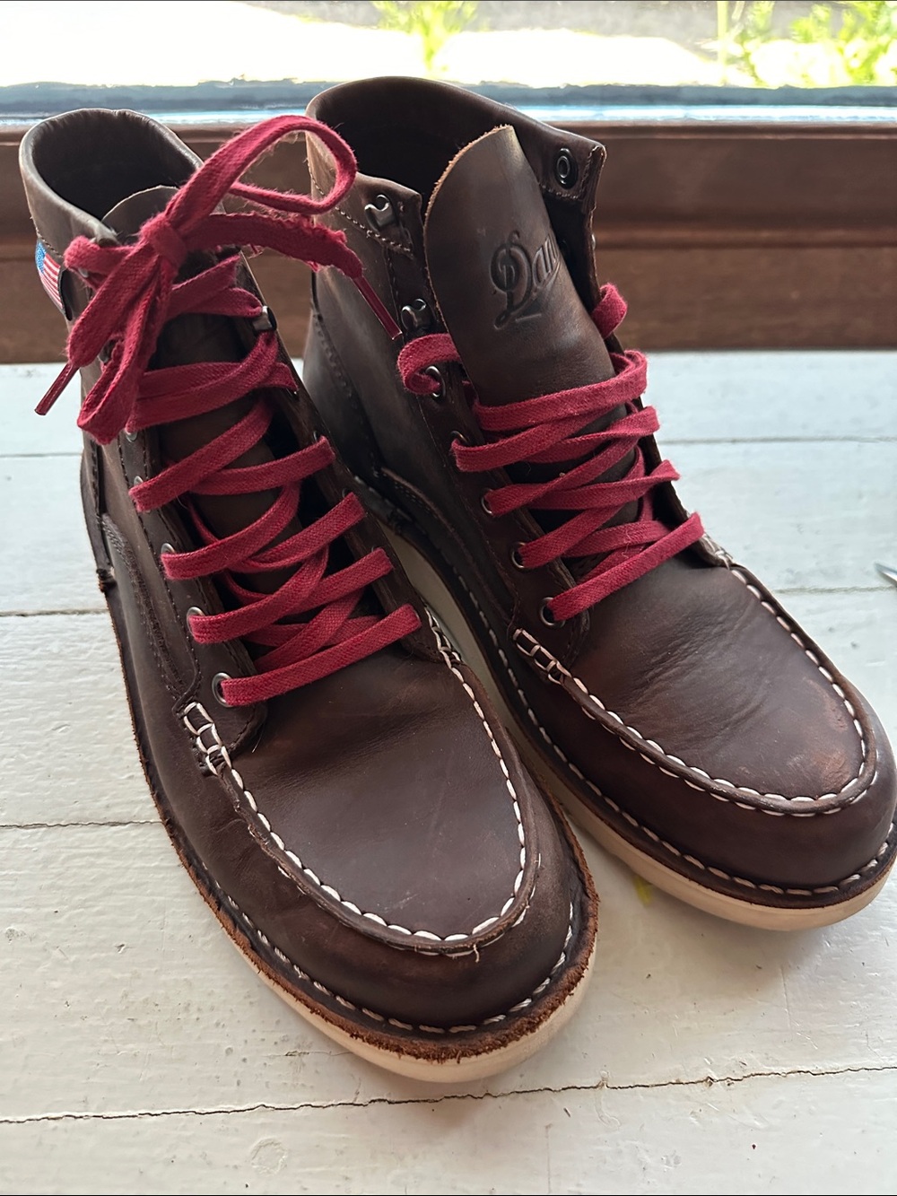 Danner Brown Leather Boots with Red Laces